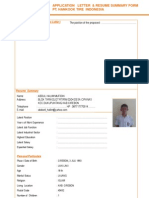 Application Letter & Resume Summary Form PT - Hankook Tire Indonesia