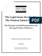 The Legal Issues Involved in The Western Sahara Dispute (NEW YORK CITY BAR ASSOCIATION)