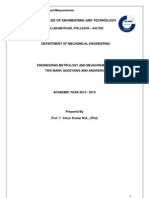 Engineering Metrology and Measurement - 2 Marks - All 5 Units