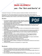 Basic Techniques The Do's and Don'ts of Cell Culture