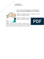 Effects of Age and Work Experience On Job Satisfaction of Primary School Teachers: Implications For Career Counseling