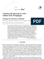 Variation and Universals in VOT: Evidence From 18 Languages: Taehong Cho and Peter Ladefoged