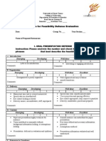 Rubrics For Feasibility Defense