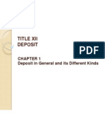 Title Xii Deposit: Deposit in General and Its Different Kinds