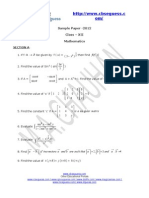 R X Fof: Sample Paper - 2012 Class - XII Mathematics