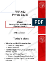 FINA 652 Private Equity: Class I Introduction To The Private Equity Industry