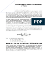 Hazen Williams Formula For Use in Fire Sprinkler Systems