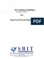 Industrial Training (6 Months) - Guidelines For Final Year B Tech Students