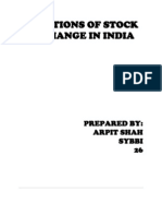 Functions of Stock Exchange in India: Prepared By: Arpit Shah Sybbi 26