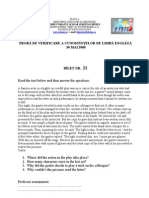 Probă de Verificare A Cunoştinţelor de Limbă Engleză 30 MAI 2008