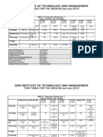 GVM Institute of Technology and Management: Time Table For The Session Jan-July-2013