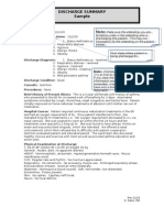 Discharge Summary Sample: Rev 11/10 D. Eakin, MD