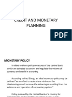 Credit and Monetary Planning