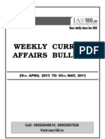 Weekly Current Affairs Bulletin: 29 April 2013 To 05 MAY, 2013