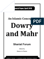 An Islamic Concept of Dowry & Mahr (Shariat Forum - Research Paper April 2013)