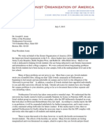 Zionist Organization of America's Letter To Northeastern University President Joseph Aoun.