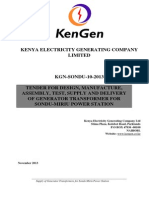 KGN SONDU 10 2013 Tender For Design, Manufacture, Assembly, Test, Supply and Delivery of Generator Transformer For Sondu-Miriu Power Station