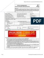 Irctcs E-Ticketing Service Electronic Reservation Slip (Personal User)