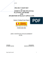 Project Report: Requirement of The Financial Planning Advisors AND Awareness of Bajaj Capital LTD