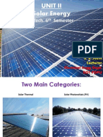 B.Tech. 6 Semester: Unit Ii Solar Energy