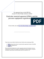 Particular Material Appraisal (PMA) and The Pressure Equipment Regulations (PER)