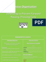 Defending To Prevent The Ball Being Played Forward