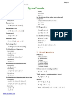 Algebra Formulas: 1. Set Identities