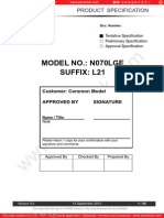 Model No.: N070Lge Suffix: L21: Product Specification