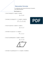 Mensuration Formulas