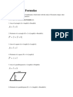 Solid Mensuration Formulas