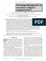 The Effects of Earnings Management On Dividend Policy in Nigeria: An Empirical Note