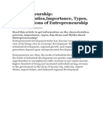 Entrepreneurship: Characteristics, Importance, Types, and Functions of Entrepreneurship