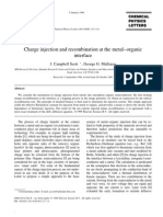 Langevin Charge Injection and Recombination at The Metal-Organic