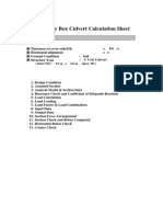 Water Way Box Culvert Calculation Sheet