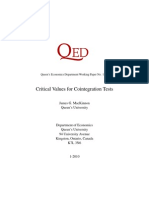 MacKinnon Critical Values For Cointegration Tests Qed WP 1227