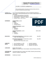 Sample Chronological Resume - Table Format