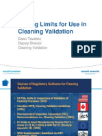 Setting Limits For Use in Cleaning Validation