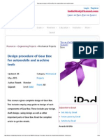 Design Procedure of Gear Box For Automobile and Machine Tools
