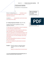 Section 5.2 Verifying Trigonometric Identities: Name