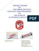 Colgate and Pepsodent: A Project Report ON The Comparison Between ON The Basis of Customer Satisfaction