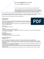 A Guide To Transformer Oil Analysis: BY I.A.R. GRAY Transformer Chemistry Services