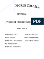 (Kathua) Project Presentation On: Work Ethos