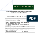 Revised Admission Schedule