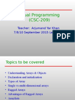 Visual Programming (CSC-209) : Teacher: Arjumand Yar Khan 7/8/10 September 2015 Lecture 7