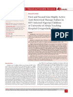 First and Second Line Highly Active Anti-Retroviral Therapy Failure in HIV Infected Nigerian Children at University of Abuja Teaching Hospital Gwagwalada, Nigeria