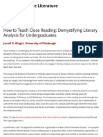 How To Teach Close Reading: Demystifying Literary Analysis For Undergraduates - Teaching College Lit