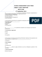 Human Resource Management Quiz Three Subject Code: Mgmt-608 Batch One 9 September 2014