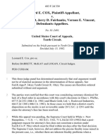 Leonard E. Cox v. Steven P. Flood, Jerry D. Fairbanks, Vernon E. Vincent, 683 F.2d 330, 10th Cir. (1982)