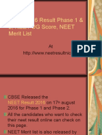 NEET Result 2016, NEET Result Phase 1, Phase 2 Score, Merit List