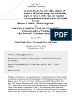 William J. Osby v. Virginia Commonwealth University, Commonwealth of Virginia, Allen Fonoroff, 846 F.2d 72, 4th Cir. (1988)